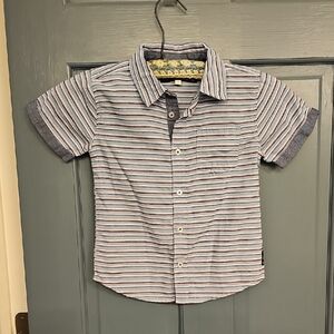 Ben Sherman Kids Button Down Shirt Blue White Burgundy Stripes Boys 4t Toddler